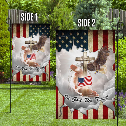Christian Garden Flags, Jesus - In God We Trust American Flag, Christian House Flags, Christian Cross Flag, Faith Flag