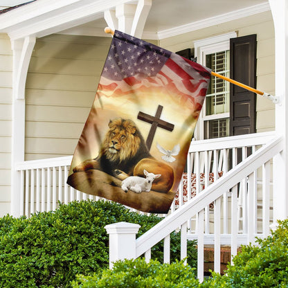 Christian Garden Flags, Jesus - Lion And Lamb Holy Spirit Flag, Christian House Flags, Christian Cross Flag, Faith Flag