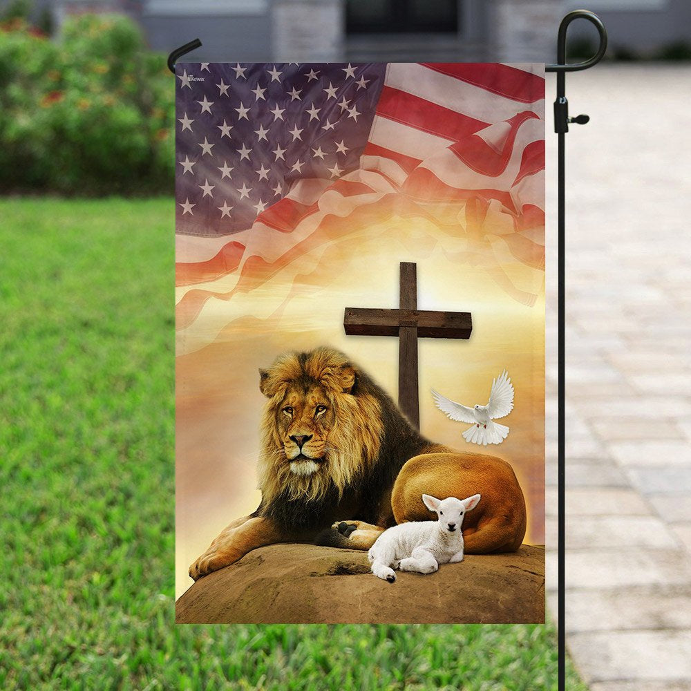 Christian Garden Flags, Jesus - Lion And Lamb Holy Spirit Flag, Christian House Flags, Christian Cross Flag, Faith Flag