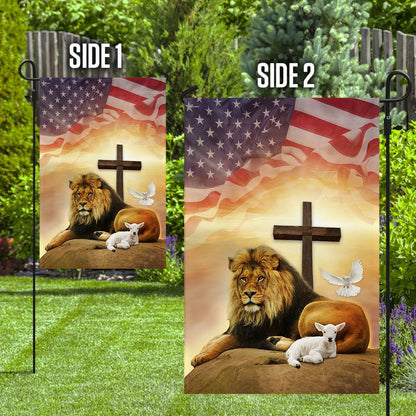 Christian Garden Flags, Jesus - Lion And Lamb Holy Spirit Flag, Christian House Flags, Christian Cross Flag, Faith Flag