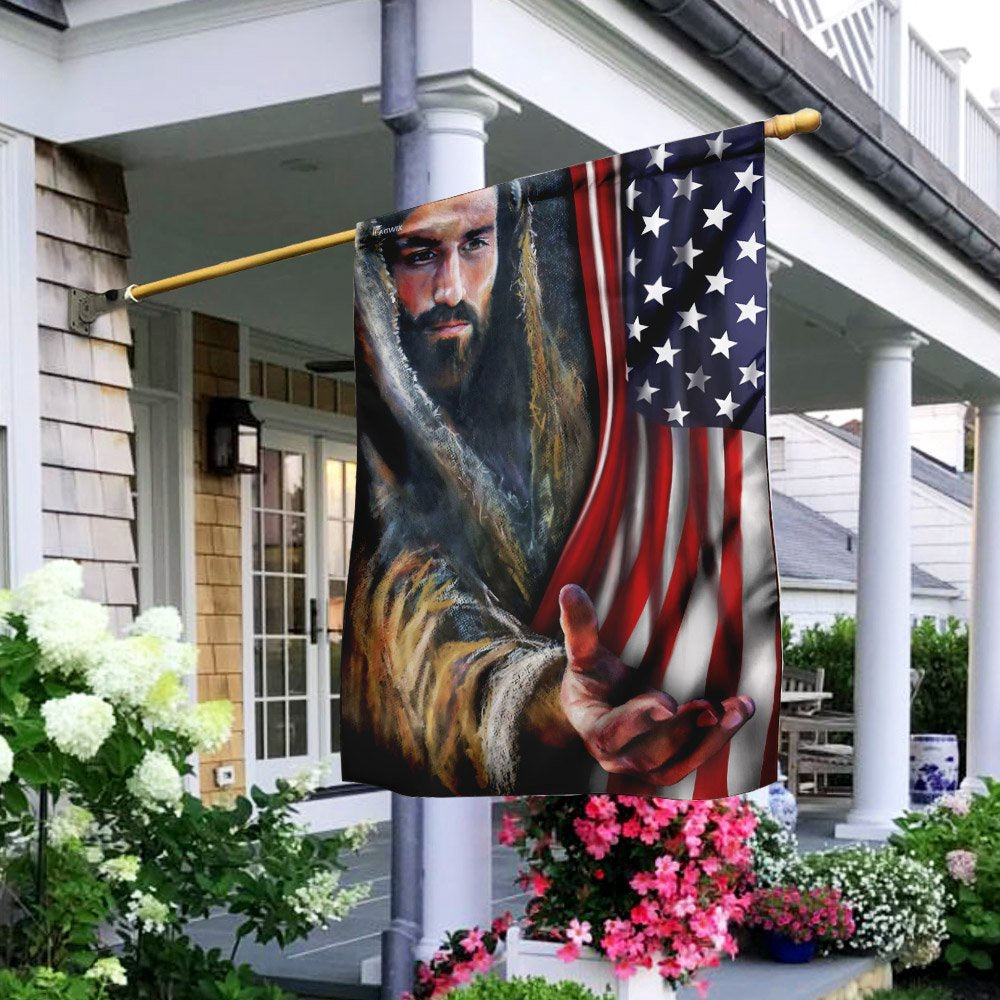 Christian Garden Flags, Jesus - Take My Hand American US Flag, Christian House Flags, Christian Cross Flag, Faith Flag