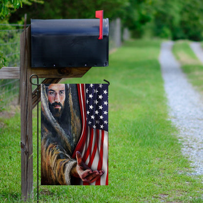 Christian Garden Flags, Jesus - Take My Hand American US Flag, Christian House Flags, Christian Cross Flag, Faith Flag