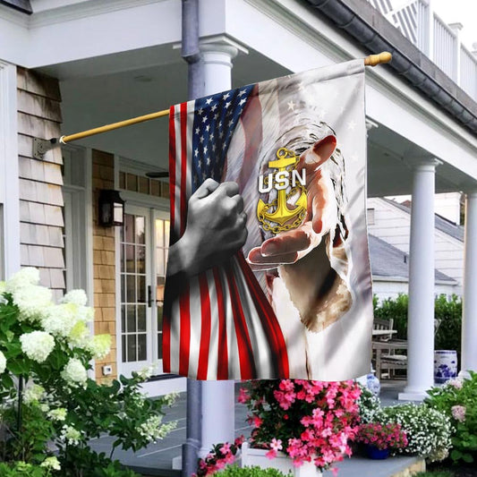 Christian Garden Flags, Jesus - United States Navy Flag, Christian House Flags, Christian Cross Flag, Faith Flag