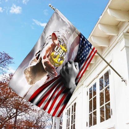 Christian Garden Flags, Jesus - United States Navy Flag, Christian House Flags, Christian Cross Flag, Faith Flag