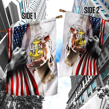 Christian Garden Flags, Jesus - United States Navy Flag, Christian House Flags, Christian Cross Flag, Faith Flag