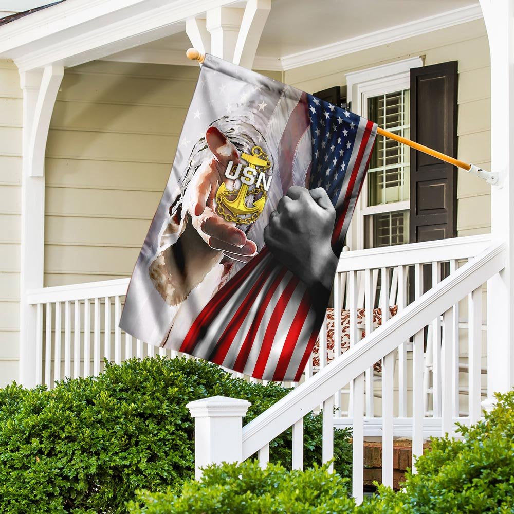 Christian Garden Flags, Jesus - United States Navy Flag, Christian House Flags, Christian Cross Flag, Faith Flag