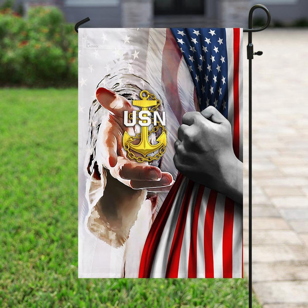 Christian Garden Flags, Jesus - United States Navy Flag, Christian House Flags, Christian Cross Flag, Faith Flag