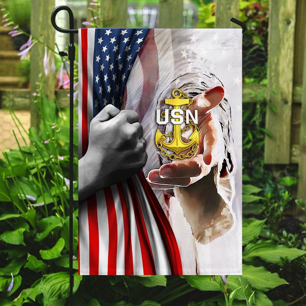 Christian Garden Flags, Jesus - United States Navy Flag, Christian House Flags, Christian Cross Flag, Faith Flag