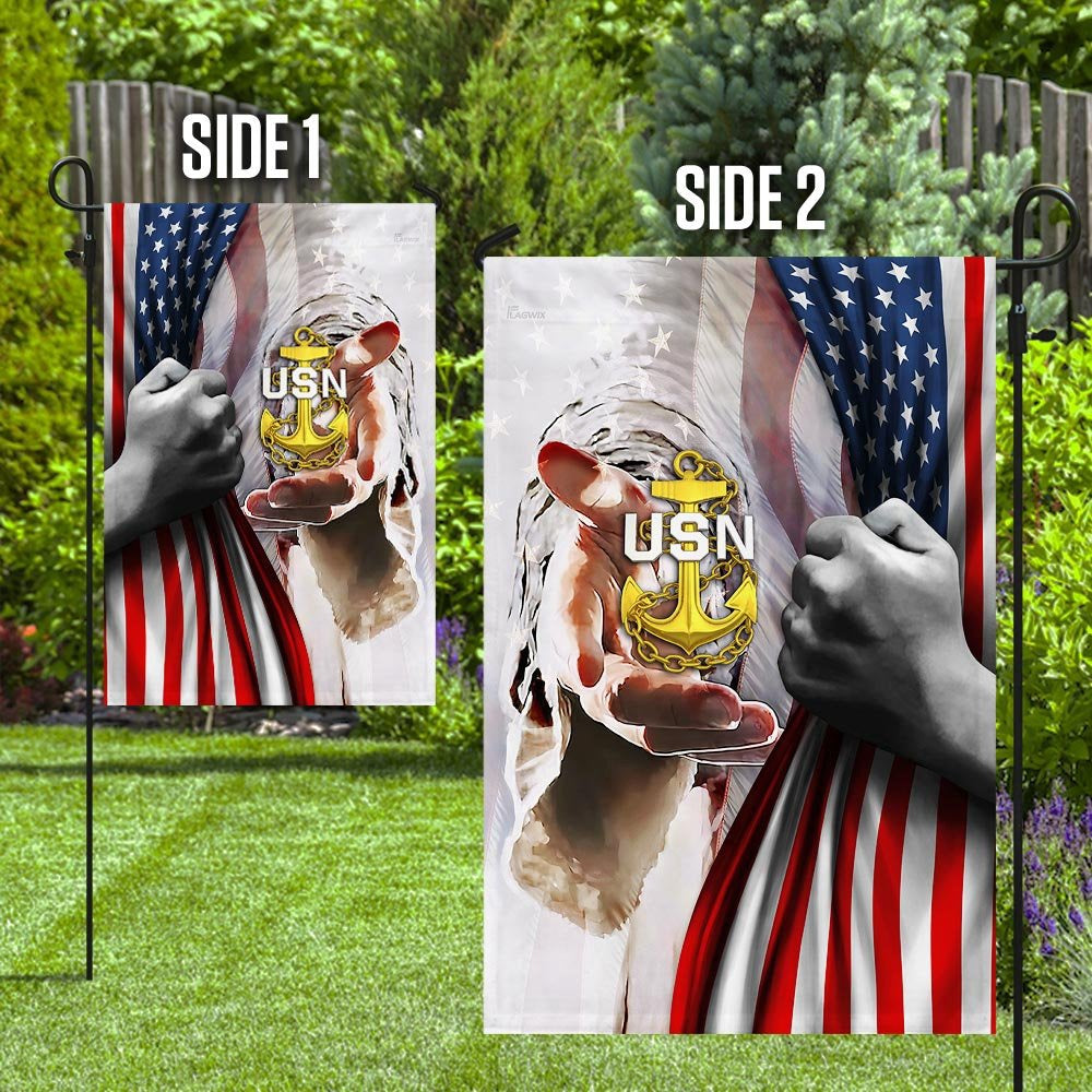Christian Garden Flags, Jesus - United States Navy Flag, Christian House Flags, Christian Cross Flag, Faith Flag