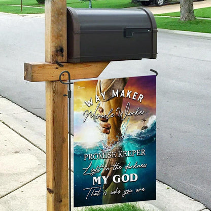 Christian Garden Flags, Jesus - Way Maker Miracle Worker Promise Keeper Light In The Darkness Flag, Christian House Flags, Faith Flag