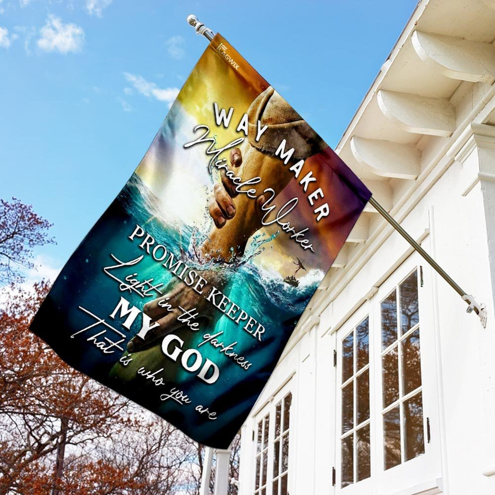 Christian Garden Flags, Jesus - Way Maker Miracle Worker Promise Keeper Light In The Darkness Flag, Christian House Flags, Faith Flag