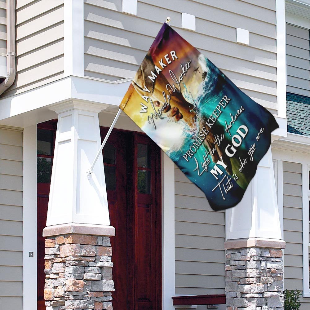 Christian Garden Flags, Jesus - Way Maker Miracle Worker Promise Keeper Light In The Darkness Flag, Christian House Flags, Faith Flag