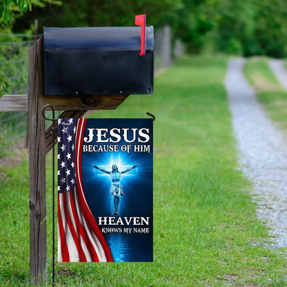 Christian Garden Flags, Jesus Because Of Him Heaven Knows My Name American US Flag, Christian House Flags, Christian Cross Flag, Faith Flag