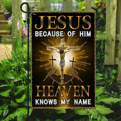 Christian Garden Flags, Jesus Because Of Him Heaven Knows My Name Flag, Christian House Flags, Christian Cross Flag, Faith Flag
