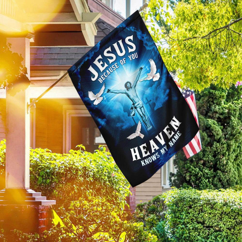 Christian Garden Flags, Jesus, Because Of You, Heaven Knows My Name Flag, Christian House Flags, Christian Cross Flag, Faith Flag