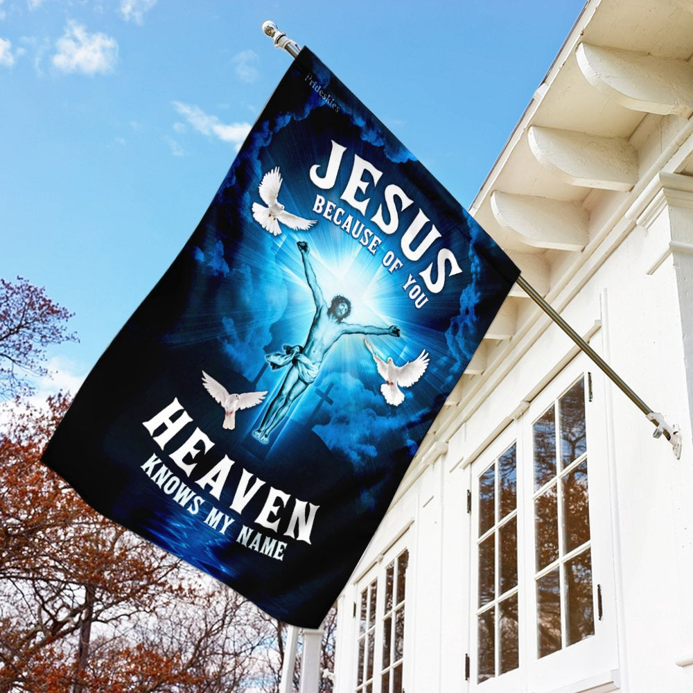 Christian Garden Flags, Jesus, Because Of You, Heaven Knows My Name Flag, Christian House Flags, Christian Cross Flag, Faith Flag