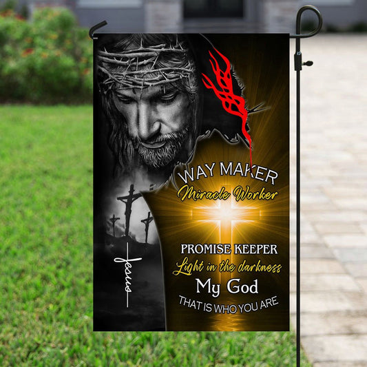 Christian Garden Flags, Jesus Christ - Way Maker Miracle Worker Promise Keeper Flag, Christian House Flags, Christian Cross Flag, Faith Flag