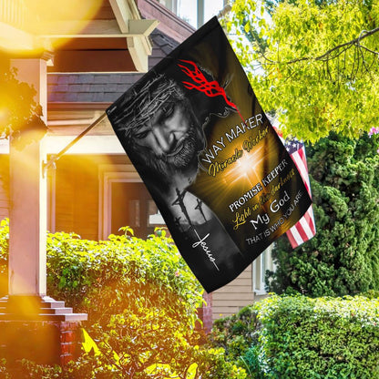 Christian Garden Flags, Jesus Christ - Way Maker Miracle Worker Promise Keeper Flag, Christian House Flags, Christian Cross Flag, Faith Flag