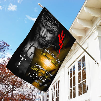 Christian Garden Flags, Jesus Christ - Way Maker Miracle Worker Promise Keeper Flag, Christian House Flags, Christian Cross Flag, Faith Flag