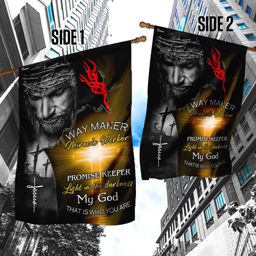 Christian Garden Flags, Jesus Christ - Way Maker Miracle Worker Promise Keeper Flag, Christian House Flags, Christian Cross Flag, Faith Flag