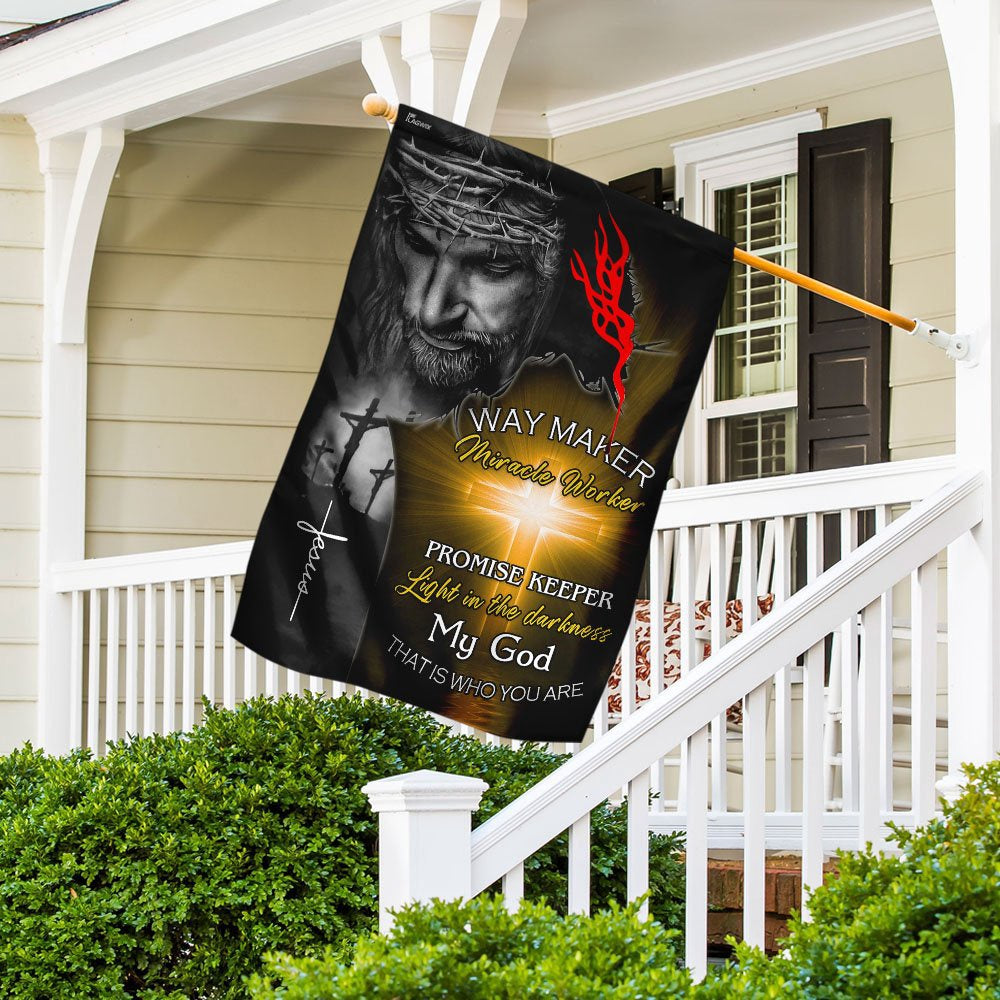 Christian Garden Flags, Jesus Christ - Way Maker Miracle Worker Promise Keeper Flag, Christian House Flags, Christian Cross Flag, Faith Flag