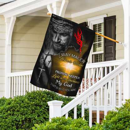 Christian Garden Flags, Jesus Christ - Way Maker Miracle Worker Promise Keeper Flag, Christian House Flags, Christian Cross Flag, Faith Flag