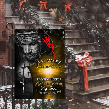 Christian Garden Flags, Jesus Christ - Way Maker Miracle Worker Promise Keeper Flag, Christian House Flags, Christian Cross Flag, Faith Flag