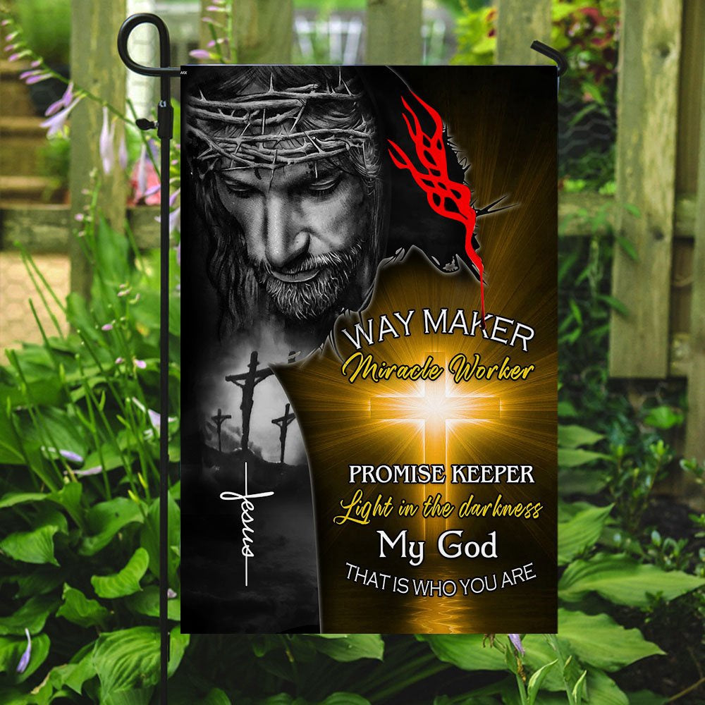 Christian Garden Flags, Jesus Christ - Way Maker Miracle Worker Promise Keeper Flag, Christian House Flags, Christian Cross Flag, Faith Flag