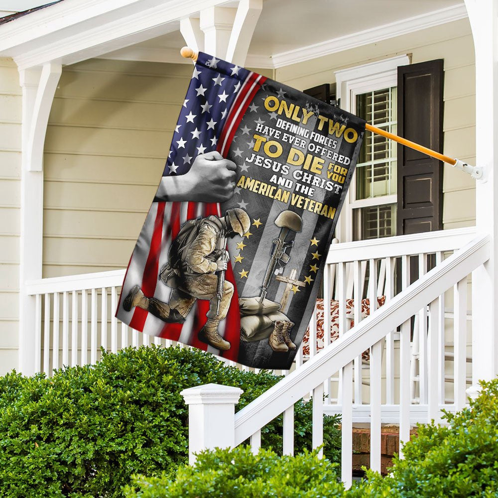 Christian Garden Flags, Jesus Christ And The American Veteran Flag, Christian House Flags, Christian Cross Flag, Faith Flag