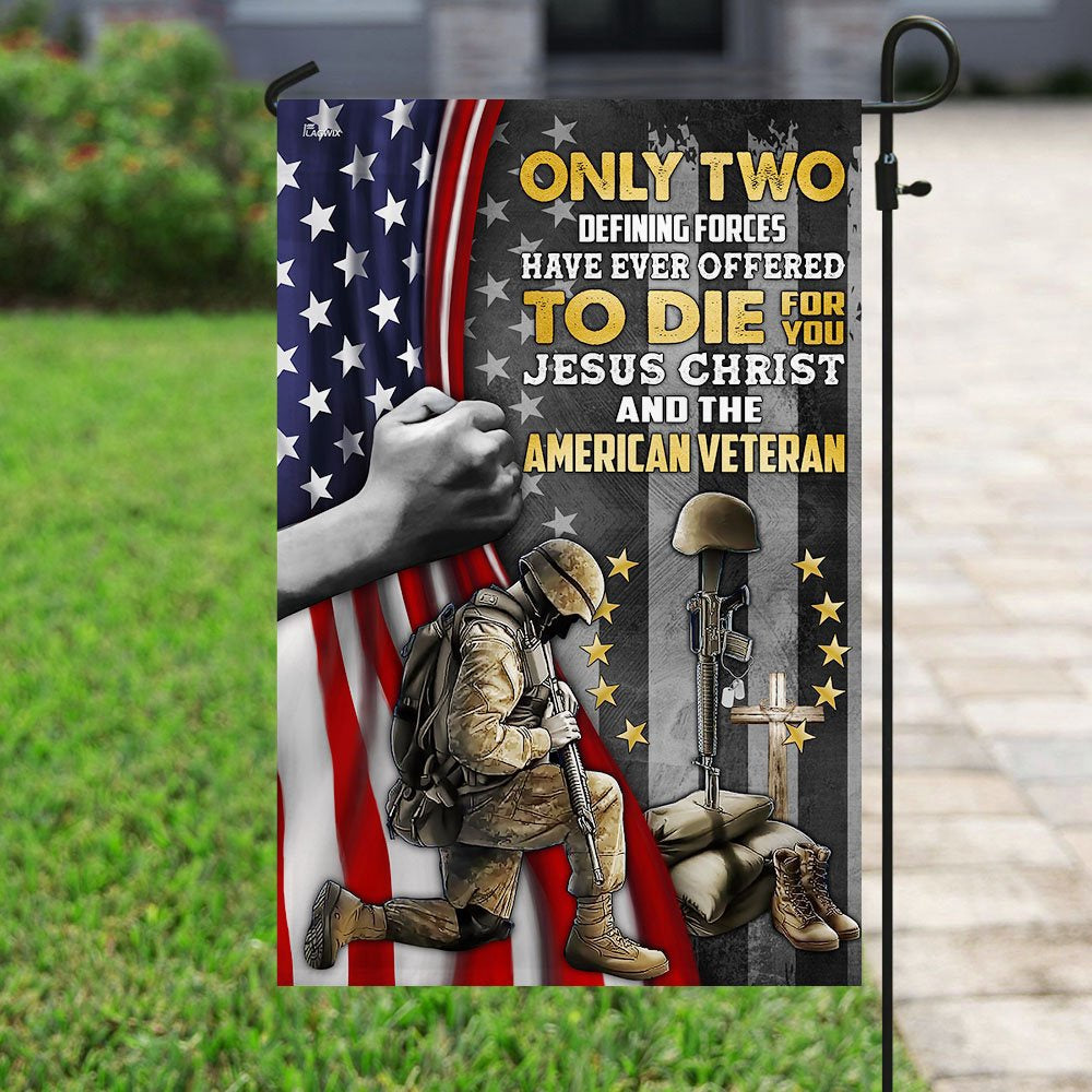 Christian Garden Flags, Jesus Christ And The American Veteran Flag, Christian House Flags, Christian Cross Flag, Faith Flag