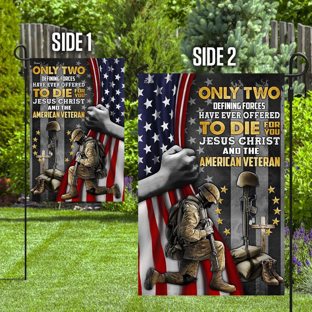 Christian Garden Flags, Jesus Christ And The American Veteran Flag, Christian House Flags, Christian Cross Flag, Faith Flag