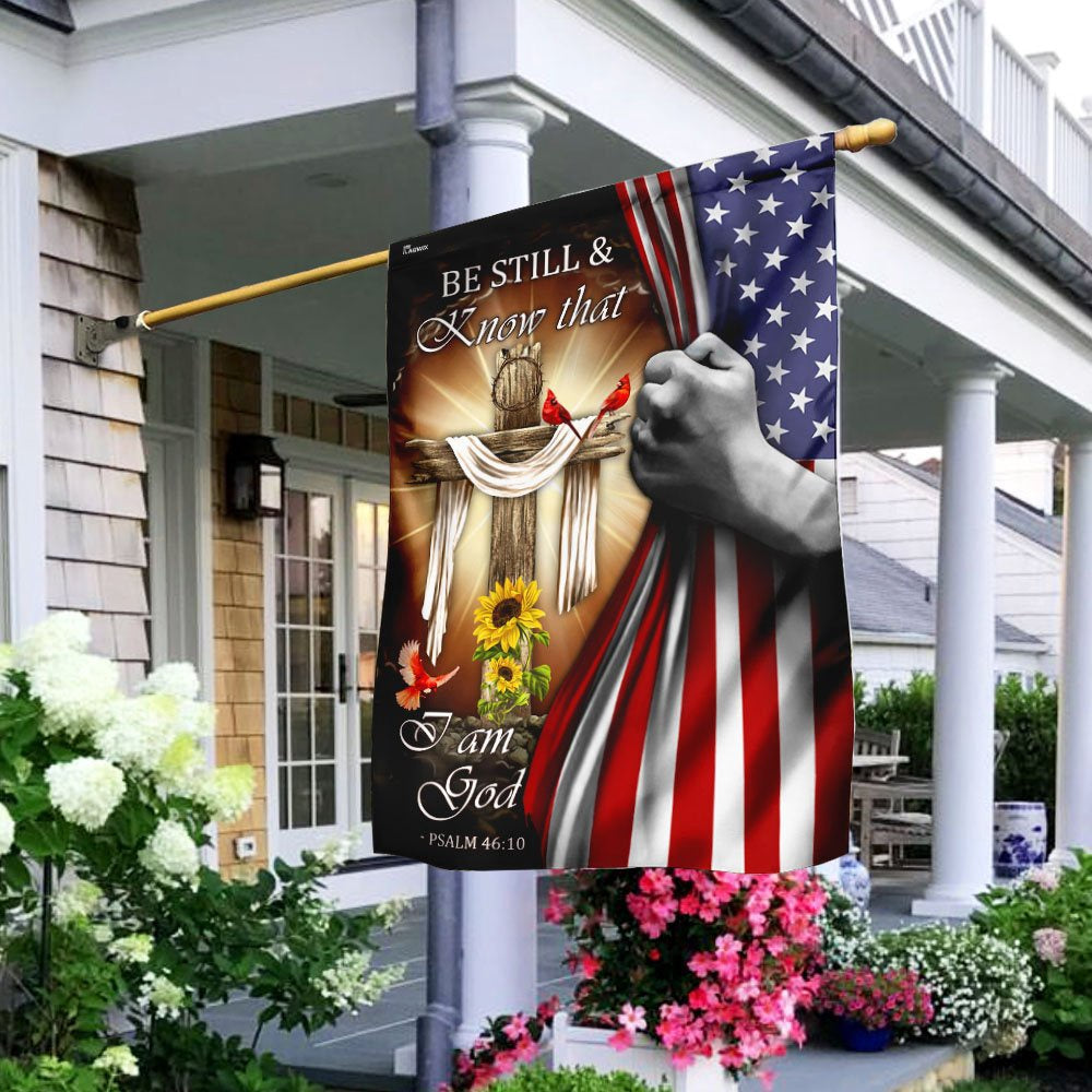 Christian Garden Flags, Jesus Christ Be Still &amp Know That I Am God Flag, Christian House Flags, Christian Cross Flag, Faith Flag