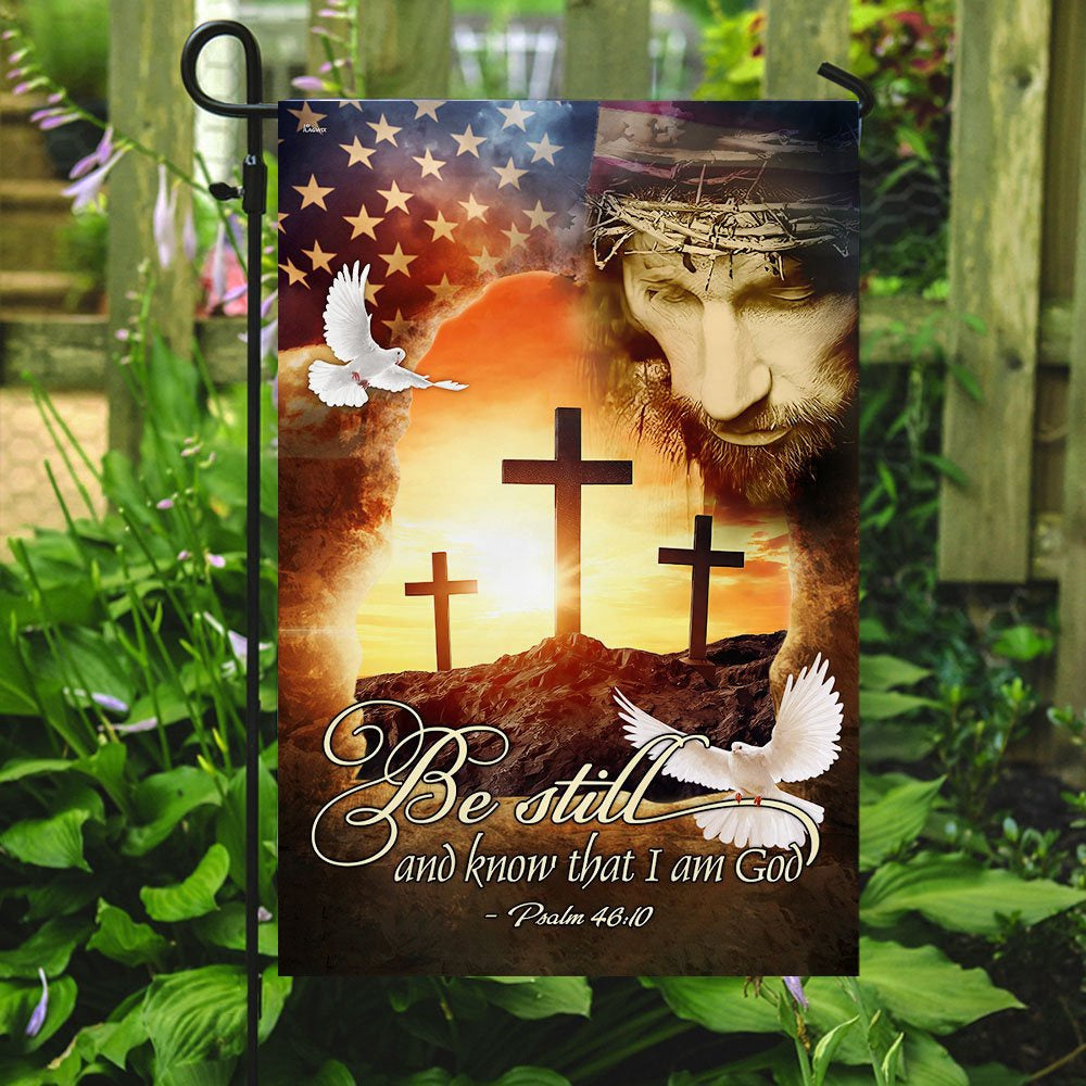 Christian Garden Flags, Jesus Christ Be Still &amp Know That I Am God Flag, Christian House Flags, Christian Cross Flag, Faith Flag