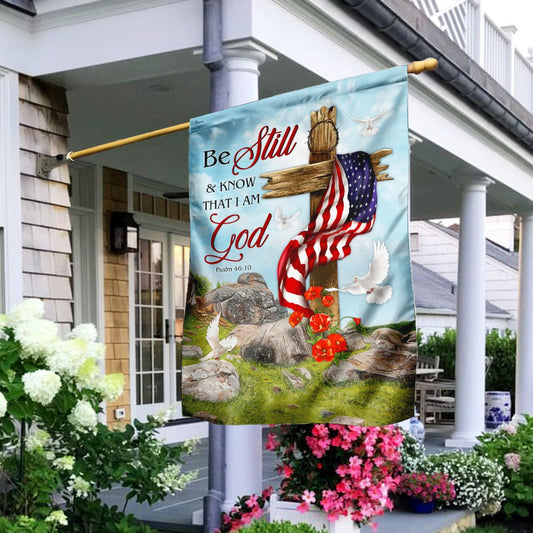 Christian Garden Flags, Jesus Christ Cross Be Still &amp Know That I Am God Flag, Christian House Flags, Christian Cross Flag, Faith Flag