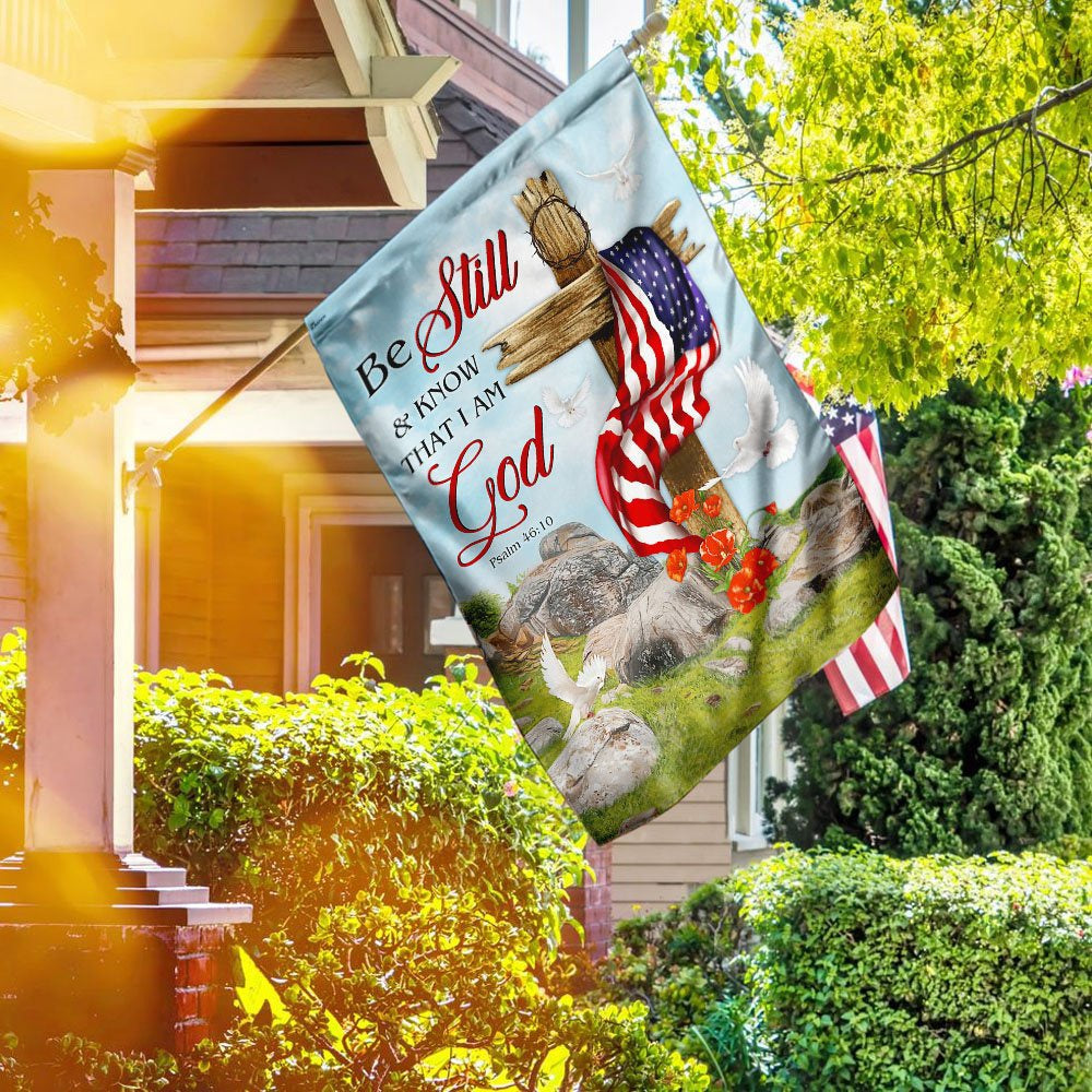 Christian Garden Flags, Jesus Christ Cross Be Still &amp Know That I Am God Flag, Christian House Flags, Christian Cross Flag, Faith Flag