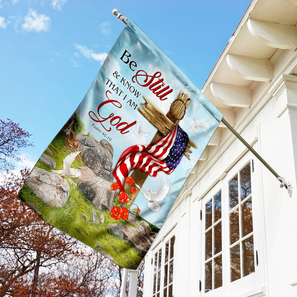 Christian Garden Flags, Jesus Christ Cross Be Still &amp Know That I Am God Flag, Christian House Flags, Christian Cross Flag, Faith Flag