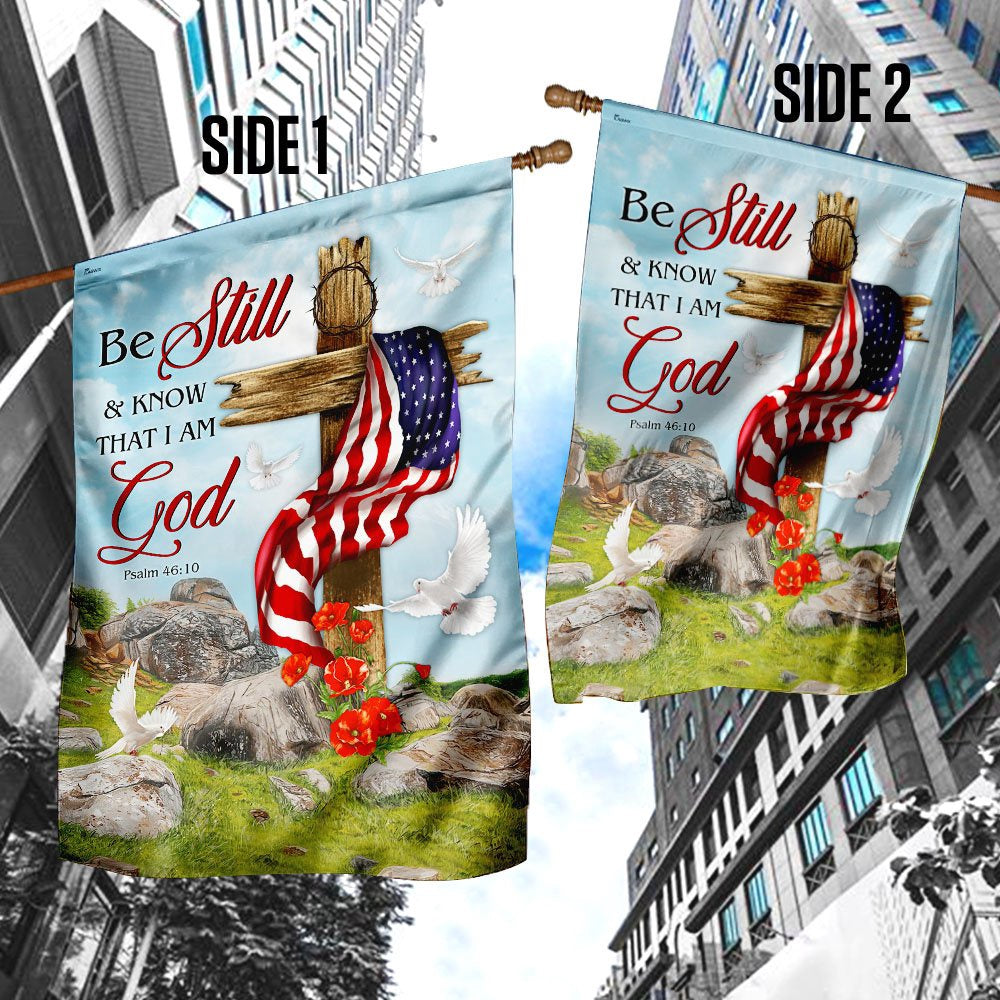 Christian Garden Flags, Jesus Christ Cross Be Still &amp Know That I Am God Flag, Christian House Flags, Christian Cross Flag, Faith Flag