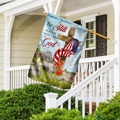 Christian Garden Flags, Jesus Christ Cross Be Still &amp Know That I Am God Flag, Christian House Flags, Christian Cross Flag, Faith Flag