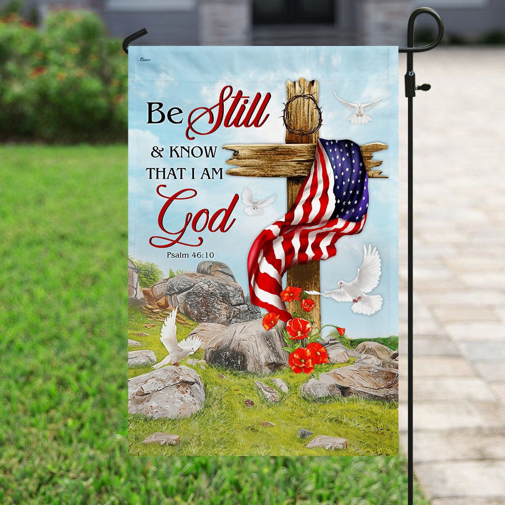 Christian Garden Flags, Jesus Christ Cross Be Still &amp Know That I Am God Flag, Christian House Flags, Christian Cross Flag, Faith Flag