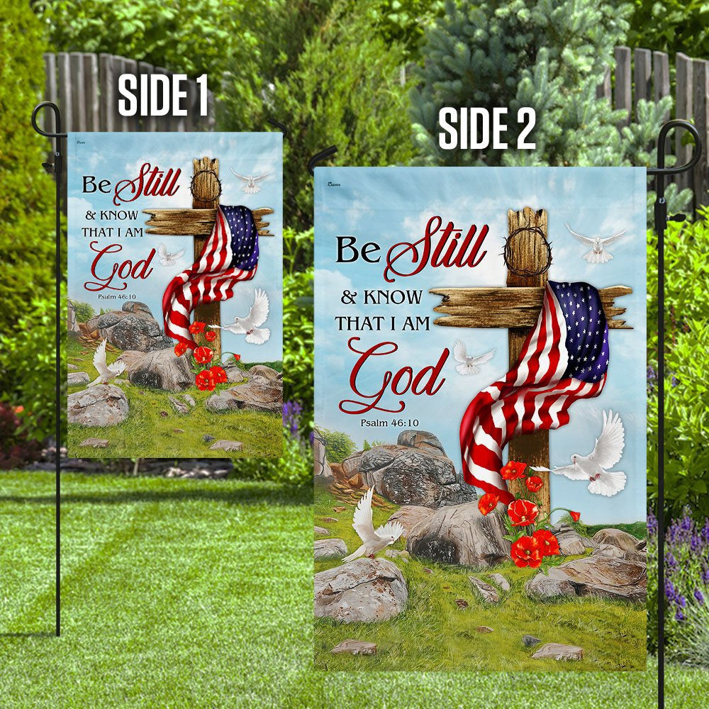 Christian Garden Flags, Jesus Christ Cross Be Still &amp Know That I Am God Flag, Christian House Flags, Christian Cross Flag, Faith Flag