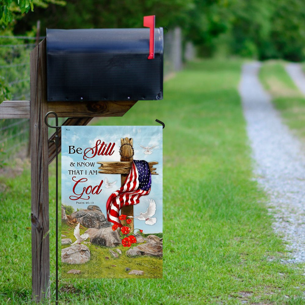 Christian Garden Flags, Jesus Christ Cross Be Still &amp Know That I Am God Flag, Christian House Flags, Christian Cross Flag, Faith Flag