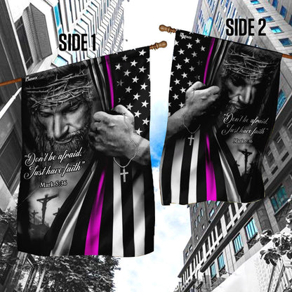 Christian Garden Flags, Jesus Christian - Breast Cancer Awareness Thin Pink Line Flag, Christian House Flags, Christian Cross Flag, Faith Flag