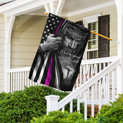 Christian Garden Flags, Jesus Christian - Breast Cancer Awareness Thin Pink Line Flag, Christian House Flags, Christian Cross Flag, Faith Flag