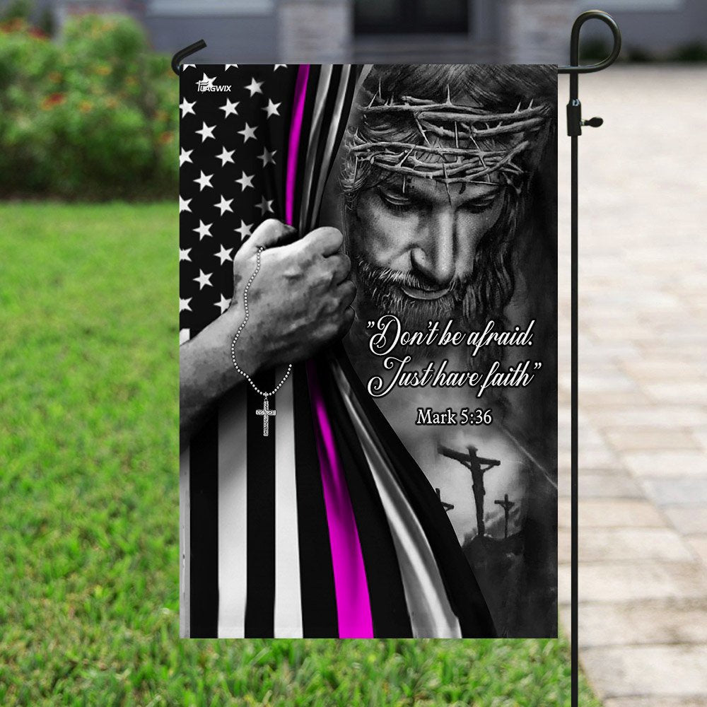 Christian Garden Flags, Jesus Christian - Breast Cancer Awareness Thin Pink Line Flag, Christian House Flags, Christian Cross Flag, Faith Flag