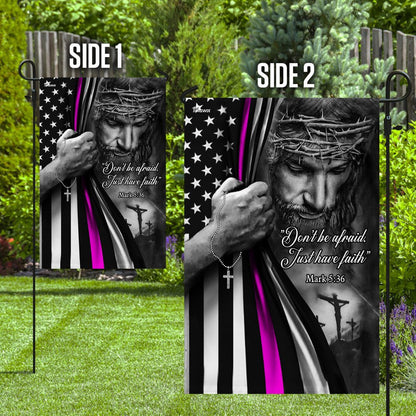 Christian Garden Flags, Jesus Christian - Breast Cancer Awareness Thin Pink Line Flag, Christian House Flags, Christian Cross Flag, Faith Flag