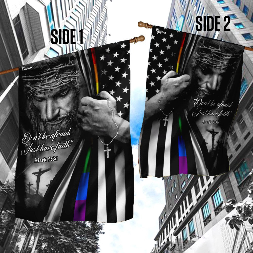 Christian Garden Flags, Jesus Christian - Rainbow Thin Line Flag, Christian House Flags, Christian Cross Flag, Faith Flag