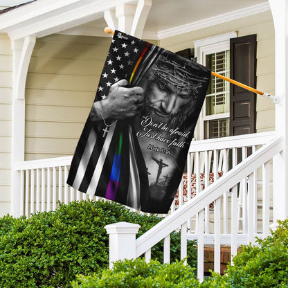 Christian Garden Flags, Jesus Christian - Rainbow Thin Line Flag, Christian House Flags, Christian Cross Flag, Faith Flag