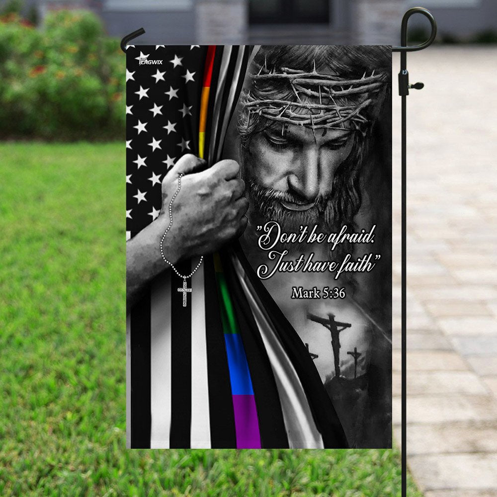 Christian Garden Flags, Jesus Christian - Rainbow Thin Line Flag, Christian House Flags, Christian Cross Flag, Faith Flag