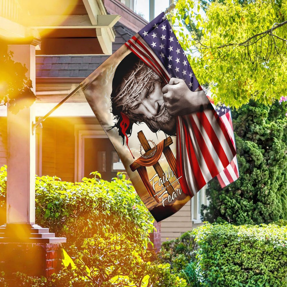 Christian Garden Flags, Jesus Cross Christian Faith Over Fear Flag, Christian House Flags, Christian Cross Flag, Faith Flag
