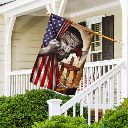 Christian Garden Flags, Jesus Cross Christian Faith Over Fear Flag, Christian House Flags, Christian Cross Flag, Faith Flag